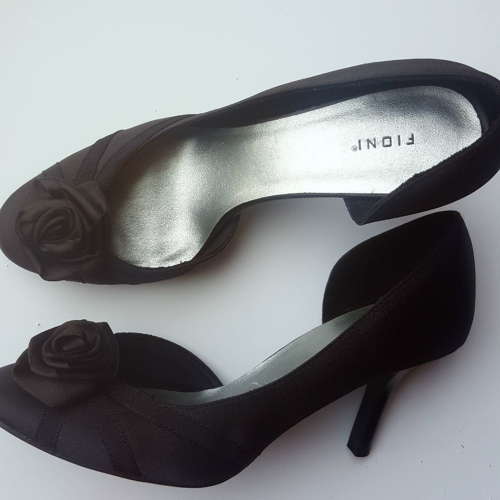 Satin black heels